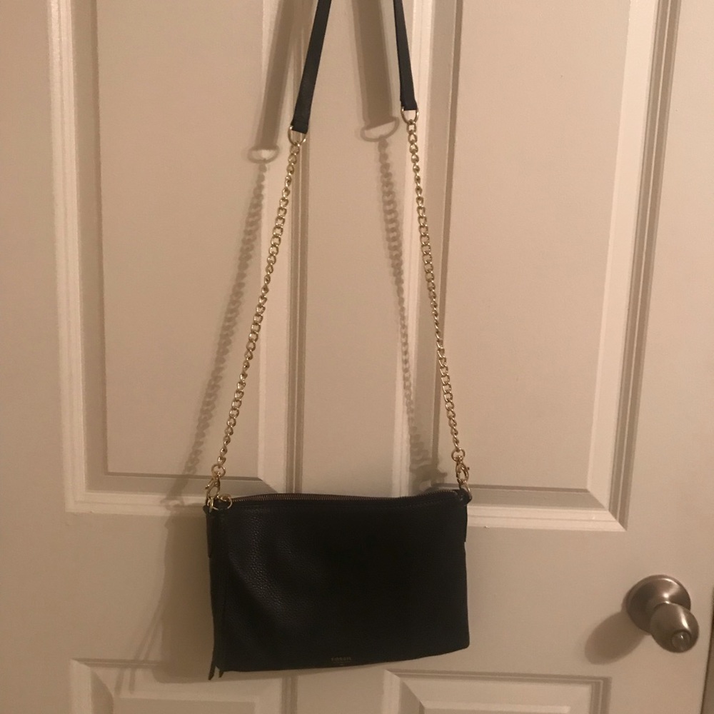 Black fossil crossbody